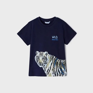 MAYORAL Тениска с къс ръкав wild с тигър за момче Майорал в тъмно синьо