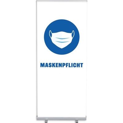 Jansen Display Set Roll-baneru Budget s vytištěným motivem maska povinná, bílý, německy, 870 x 2080 mm