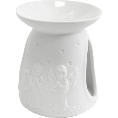 Casa de Engel Porcelánová aroma lampa bílá reliéf anděl 11 x 12 x 11 cm