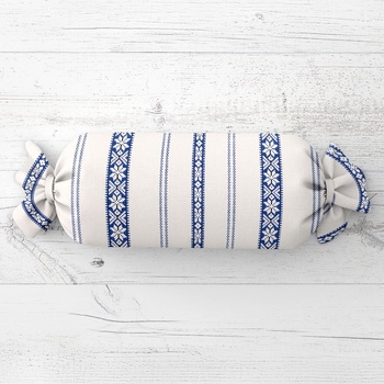 Biante Vankúš valec bonbon Sandra SA-590 Modrý ľudový vzor na bielom 15x40