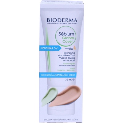 Bioderma Sébium Global Cover intenzívne krycia tónovacia starostlivosť pre pleť so sklonom k akné Universal Tint + Anti-Redness Corector 30 ml