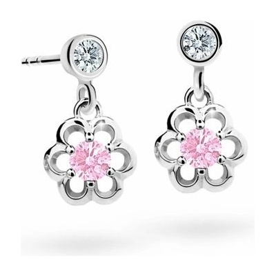 Danfil detské náušnice kvetiny C1947 z bieleho zlata pink balónik