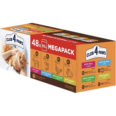 Club 4 Paws Premium kuře králík losos telecí 48 x 85 g