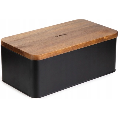 Chlebník LOMAS čierny s akáciovým vekom 33x18x13 cm HOMLA