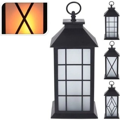lucerna LED 14*14*29cm sklo kov černá 385981