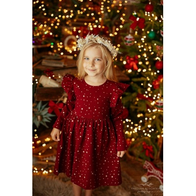 Lily Grey dívčí šaty s hvězdičkami vínově červené – Zboží Dáma