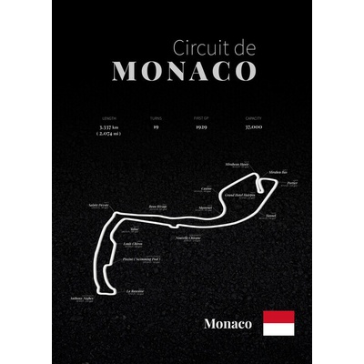 autor Plagát, Obraz - Monaco racetrack, 30 × 40 cm