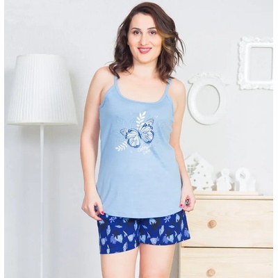 Макси пижама в сини тонове с пеперуда