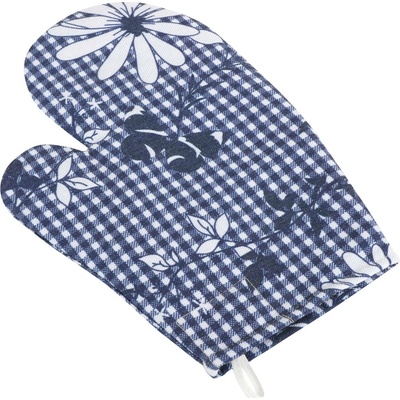 Bellatex Kuchyňská chňapka DITA modrá kostička s květem chňapka 28 x 18 cm