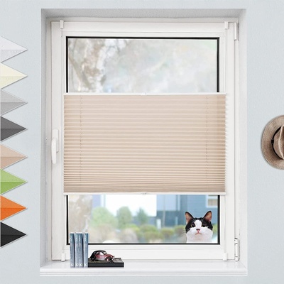 Grandekor Плисирана слънцезащитна полупрозрачна щора 130 х 100 см. , без необходимост от пробиване, кремава BZ100A130 Grandekor® 14636