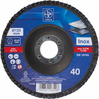 LUX-TOOLS Lamelový brúsny kotúč na kov, zrnitosť K40, pr. 125 mm
