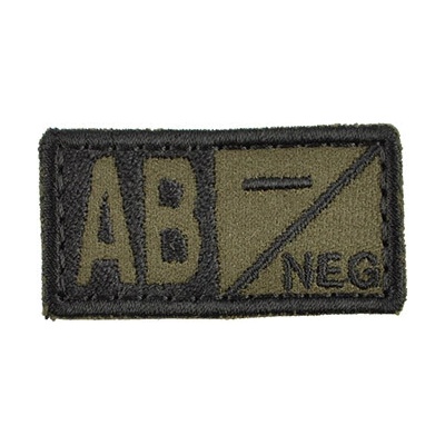 MILITARY RANGE Nášivka krvná skupina AB NEG VELCRO OLIV