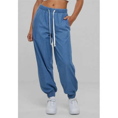 Urban Classics Lehké unisex denim jogger kalhoty modrá