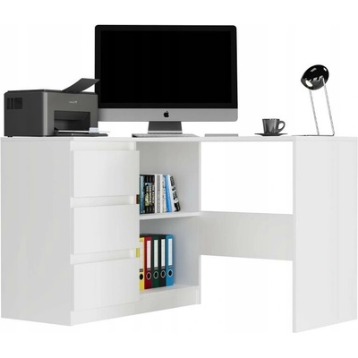 Framire Levý rohový stůl se zásuvkami bílý Modern N4L 112 x 87 cm