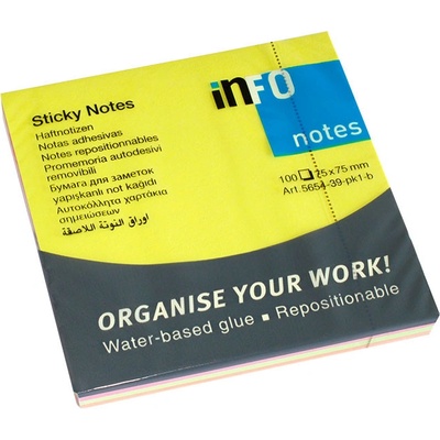 Самоз лист Info Notes Микс неон 75х75mm 100 л (1901025-58-5654-39-PK1-B)