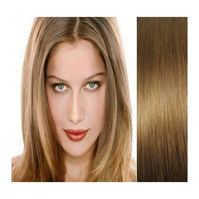 Clip in vlasy 43cm 100% ľudské - REMY 70g - svetlo hnedá