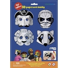 SMT Creatoys Maska škraboška 3D papírová 4ks pirát superhrdina lev mýval v sáčku 22x32 5x2cm