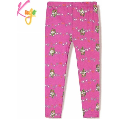 Kugo Dívčí legíny FL6737 růžová s jednorožci