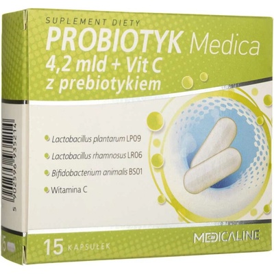 Medica Probiotic 4,2 miliardy + Vitamín C s prebiotikom 15 kapsúl