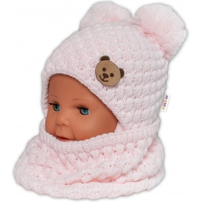 BABY NELLYS Pletený nákrčník komínek růžový
