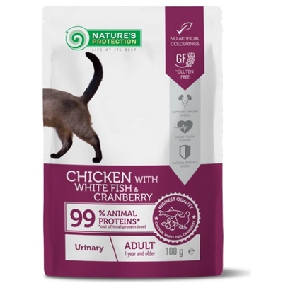Nature's Protection Nature's Protection CAT Urinary Adult Chicken, White Fish and Cranberry, пауч с пиле, бяла риба и боровинки, уринарна грижа за котки, Литва - 100 гр