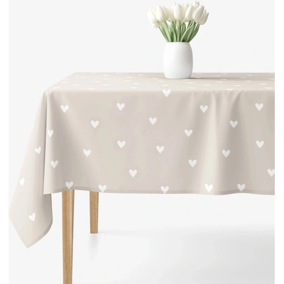 Goldea hranatý ubrus 100% bavlněné plátno srdíčka na latte 100x140 cm