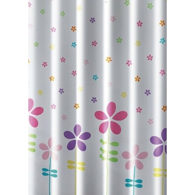 AQUALINE Sprchový závěs 180x180cm, polyester, květovaný barevný ZV025