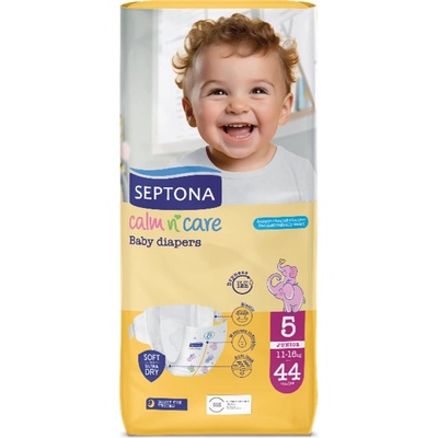 Septona Бебешки пелени Septona - Calm n' Care, Junior No 5, 11-16 kg, 44 броя (5201410886061)