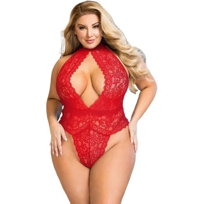 Sexy Elephant Plus Size Red Exquisite Lace Open Cup Teddy – Zboží Dáma