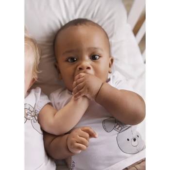 Mayoral Комплект къс панталон мъфин и бяла тениска с мече и зайче за новородено момче Майорал