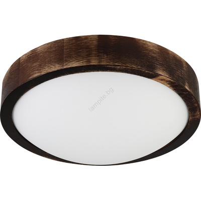 LAMKUR Таванно осветително тяло OAK SMOKY SLIM 1xE27/15W/230V Ø 27 см дъб/тъмно кафяво (LA58757)