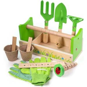Bigjigs Toys Градинарски комплект в щайга (BJ34043)