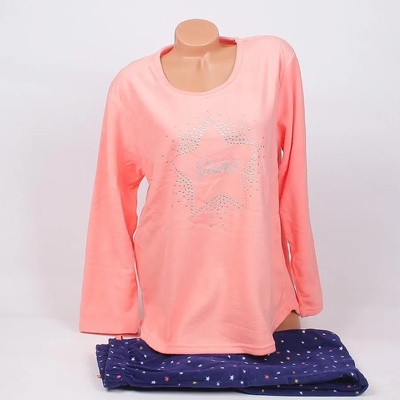 Макси поларена пижама в коралово и тъмносиньо