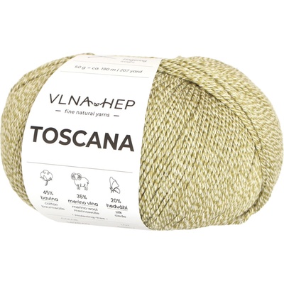 Vlna-hep Příze Toscana - jemná přírodní příze - bavlna, merino vlna, hedvábí Toscana: 142840 Evergreen Spring