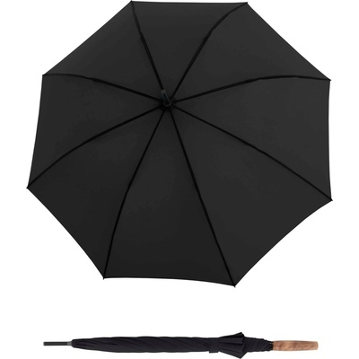 Knirps Timber Stick Automatic Black holový dáždnik