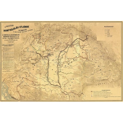 Excart Maps Maďarsko - nástěnná historická mapa bitev 125 x 85 cm
