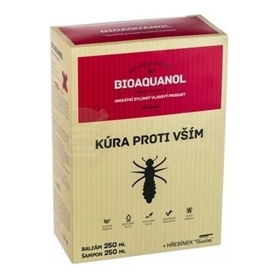 Bioaquanol kúra proti vším šampón 250 ml + balzam 250 ml hřeben darčeková sada