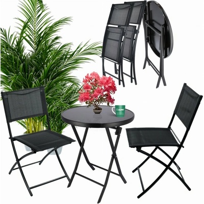Balkónový skladací set na malý balkón 2x stolička a okrúhly stôl