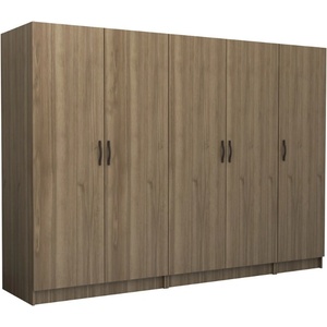TopMebel Гардероб Victoria TopMebel с пет врати от меламин в орех 250x60x181cm - topmebel - 932,40 лв