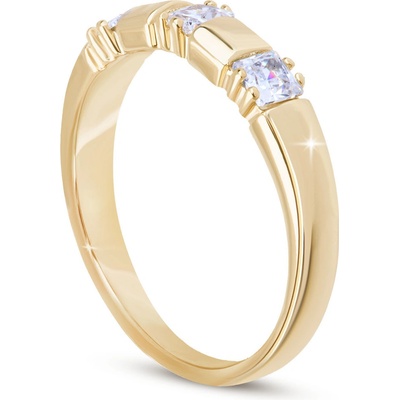 Biju Pozlacený dámský prsten se třemi zirkony 4000456