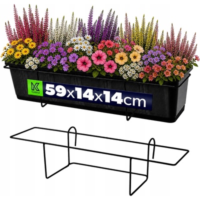 Kadax Závěs na balkonový truhlík kovový černý 60 cm