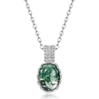 Grace Silver Jewellery Luxusní náhrdelník NH1313/109 Zelená