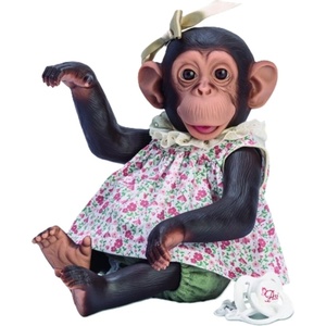 Asi Dolls Кукла маймунка Asi Dolls Animal Reborn - Лола, с рокля на цветя и сатенена панделка, 32 cm (0607450)