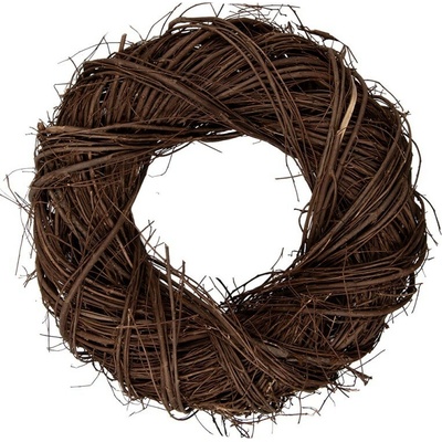 Přírodní hnědý proutěný věnec Woodly S - Ø 35*9cm - Clayre & Eef