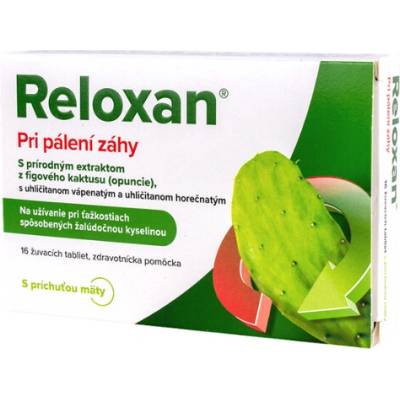 Reloxan Pri pálení záhy mäta 16 žuvacích tabliet