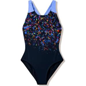 Speedo Детски бански костюм Speedo Kid's Print Splashback Swimsuit - Anthracite / Moonlight Lavender - размер 152 (EU) (750-3086-0114)