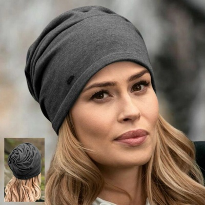 Krumlovanka dámská celoroční bavlněná čepice W-0034/D693 šedá