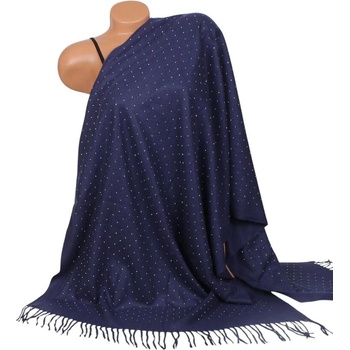 Кашмирен шал в тъмносиньо с малки камъчета