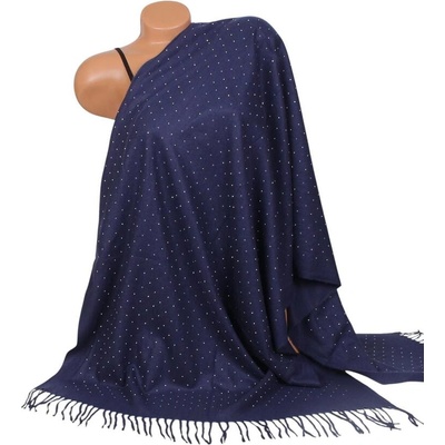 Кашмирен шал в тъмносиньо с малки камъчета