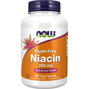 NOW NOW Flush-Free Niacin 250 mg, 180 Veg Capsules